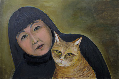 With a cat